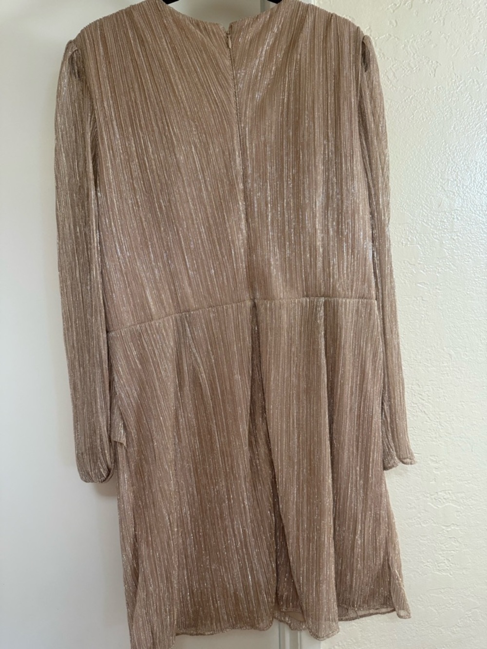 Adrianna Papell Metallic Blush Wrap-Style Long Sleeve Dress - Picture 4 of 6
